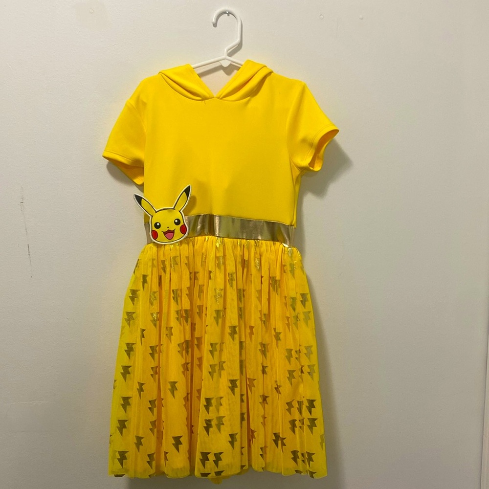 COPY - Girls Pokémon Pikachu, yellow short sleeve tutu dress with hood NWOT